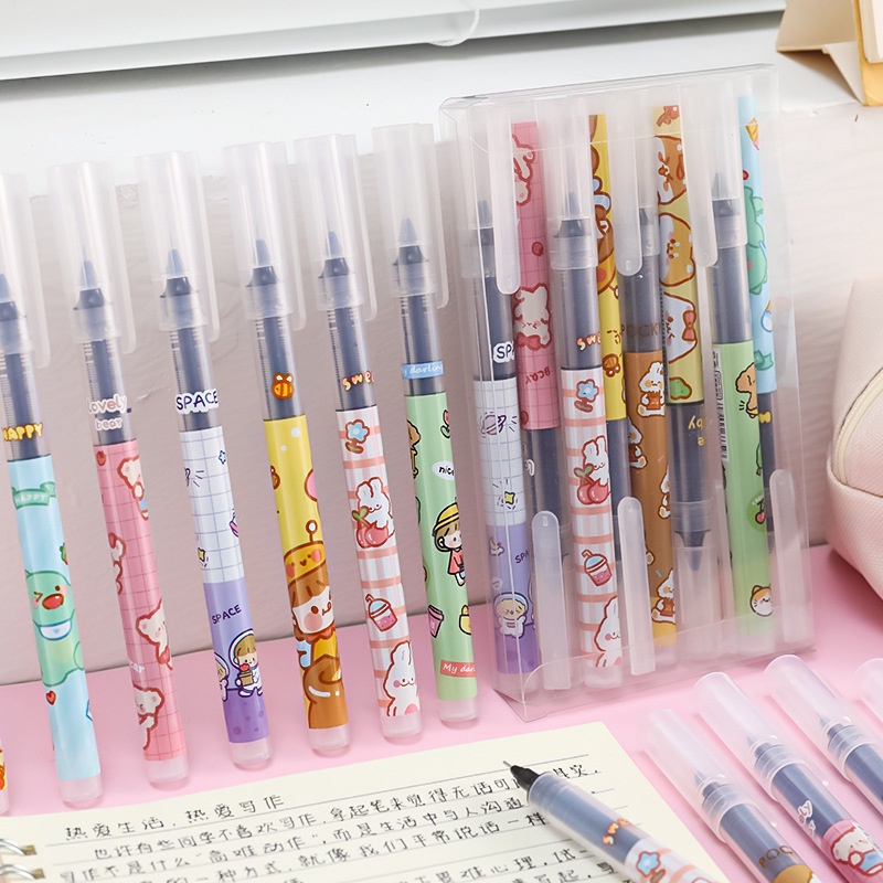8 pcs/set Liquid Roller Pen Ink Straight liquid Gel Pen Set 0.5mm