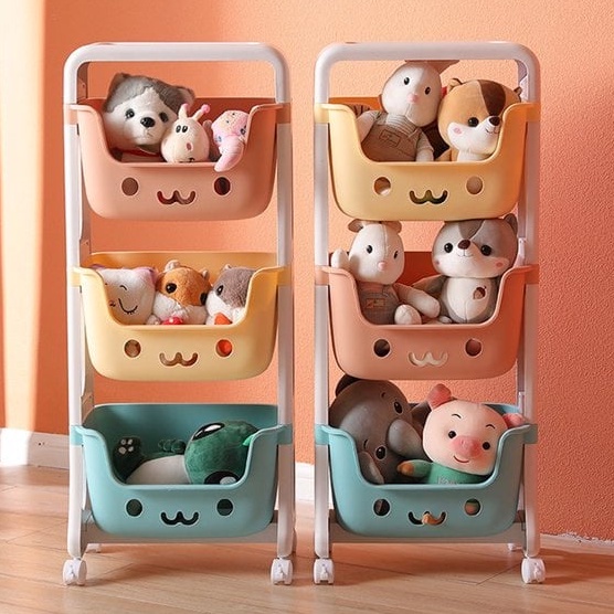 3 Layers Kids Toy Organizer Trolley Kid Toys Storage Rack Basket Easy ...