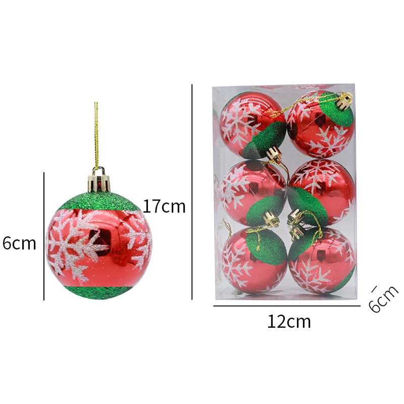 6Pcs 6CM Colorful Christmas Balls Glitter Gold White Red Xmas Tree ...