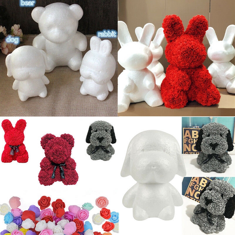 White Polystyrene Styrofoam Foam Bear Dog Rabbit Modelling DIY Father's ...