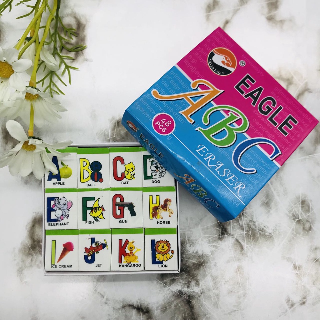 1 Box Rubber/Gum Eraser, Pencil Eraser Black and White Eraser ABC ...