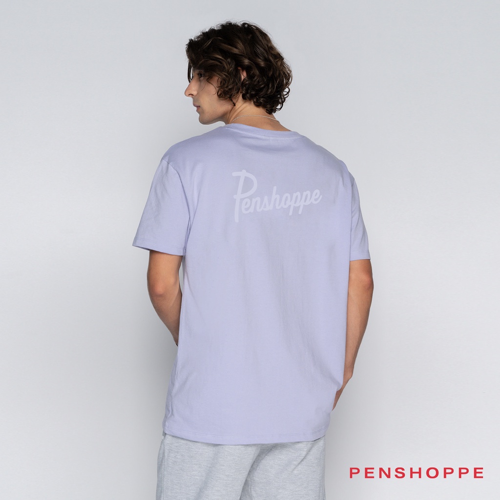 Penshoppe Essentials Relaxed Fit Tshirt With Back Print For Men Lavenderblacknavy Bluesand 