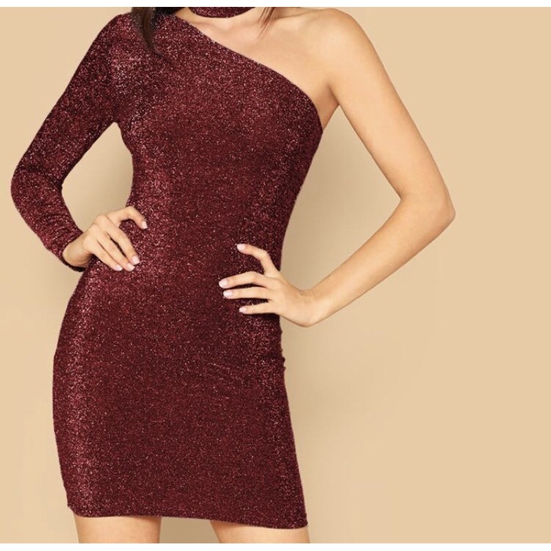 strapless open back dress SHEIN Burgundy Flounce Foldover Front Off Shoulder Pleated A Line Soli –  ebuywebsite-womenshop main image 1