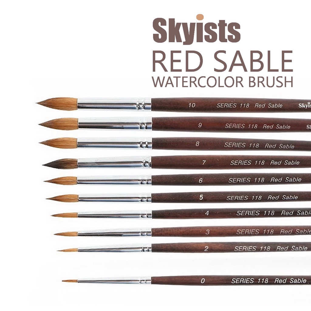 Red SABLE Watercolor Brush Skyists Series 118 for Watercolor and ...