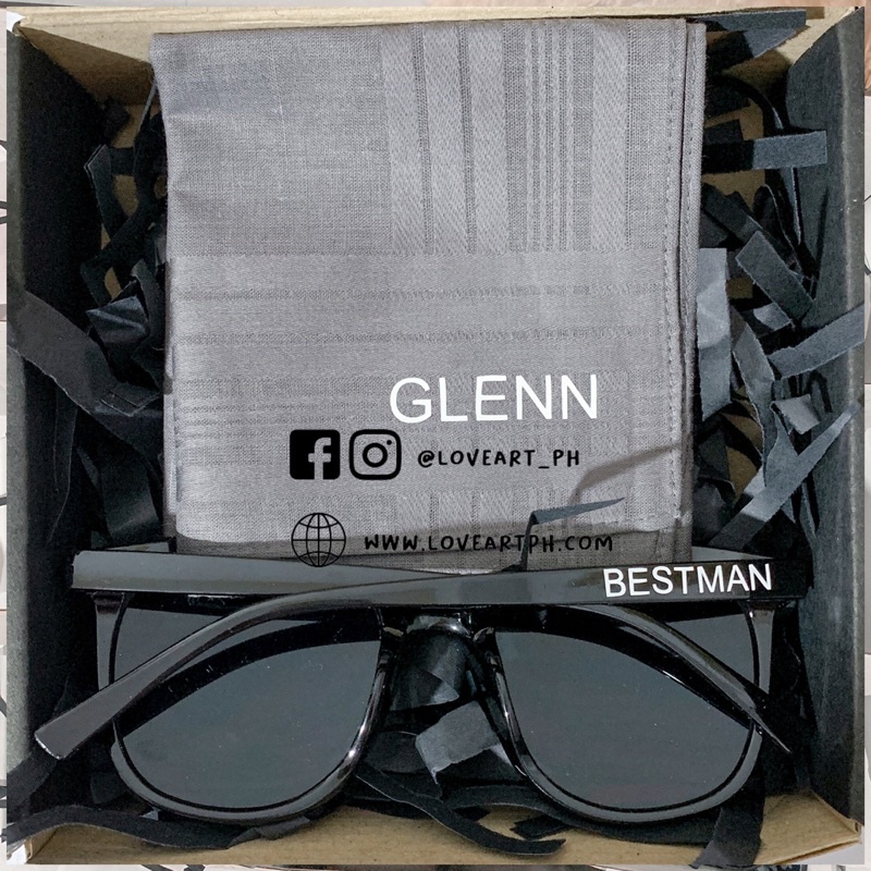 Personalized Handkerchief and Sunglasses set for GROOMSMAN Shopee