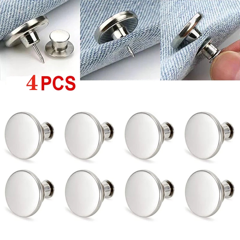 4Pcs/set Adjustable Detachable Metal Jeans Pin Buttons / 17mm Retro ...
