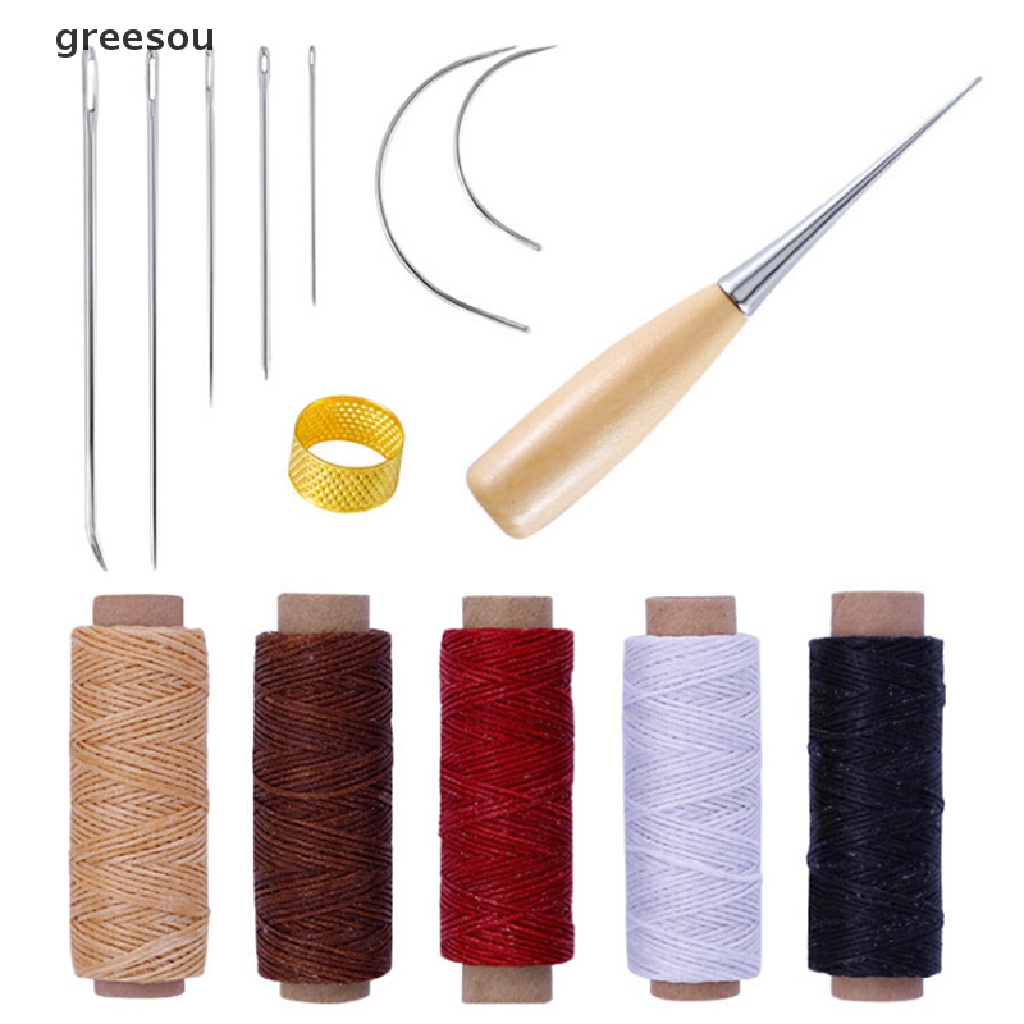 greesou 14Pcs Leather Craft Tool Waxed Thread Cord Sewing Needles Shoe ...