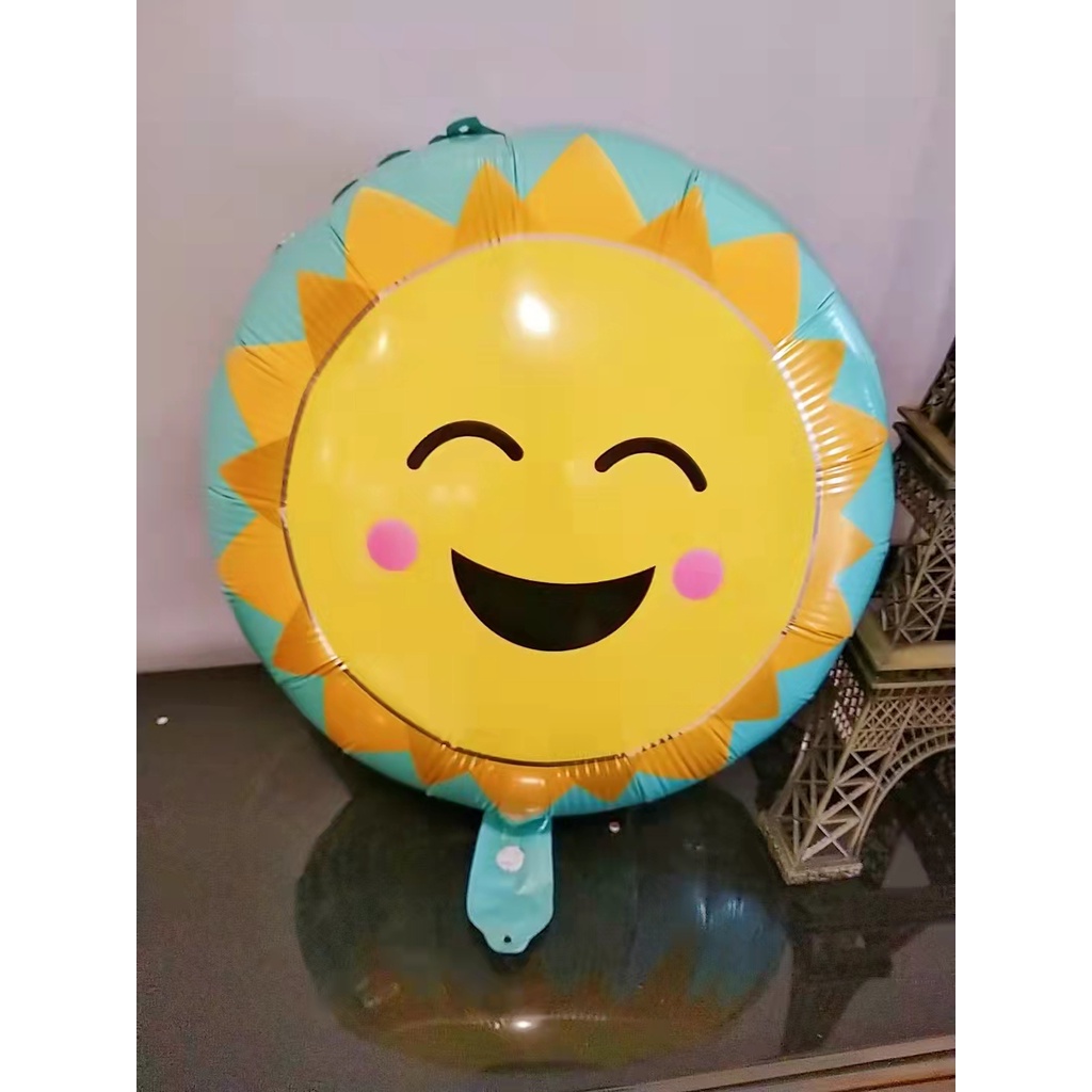18 inches Round INS style smiling face Sun happy birthday party ...
