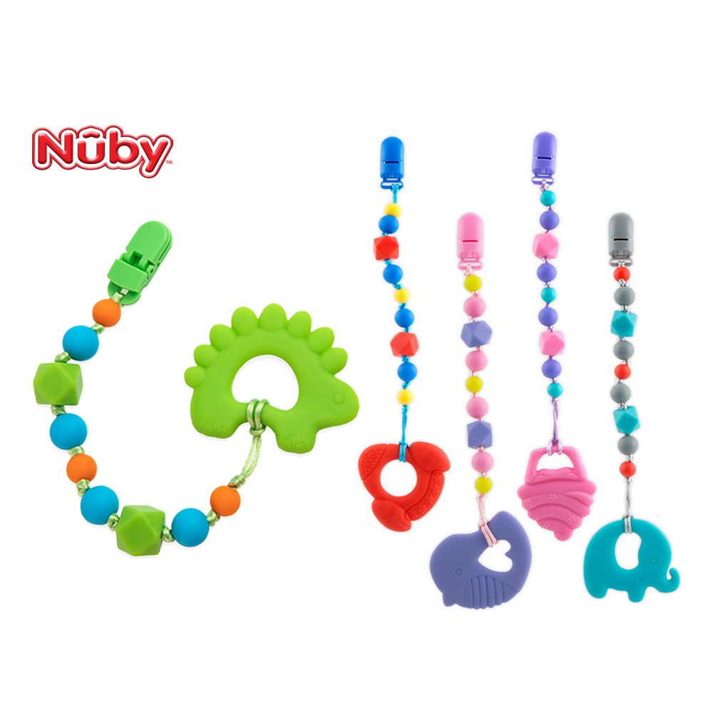 Nuby 0m+ Pacifinder Beaded Pacifier Clip + Bonus Baby Silicone Shopee