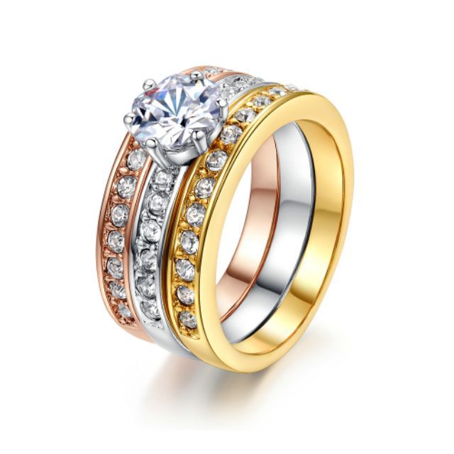 18k Tricolor Ring Set (3pcs ring per set) | Shopee Philippines