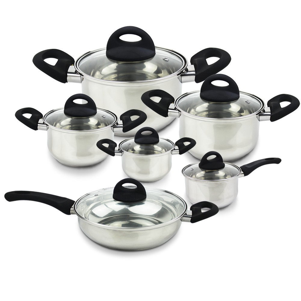 Larosso Stainless Cookware Set of 12 (Black Bakelite Handle) | Shopee ...