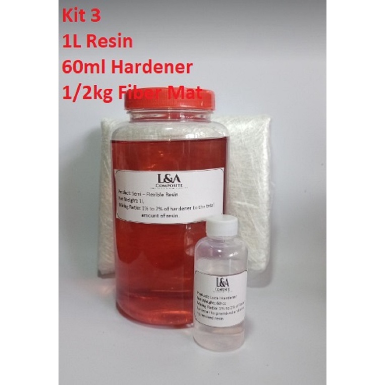 Fiberglass Set (L3) - 1kg Resin, 60cc Hardener w/ 1/2kg CSM | Shopee ...