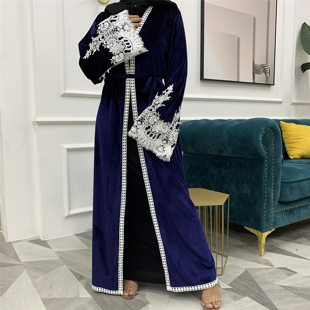 Velvet Abaya Dubai Kaftan Turkey Kimono Cardigan Hijab Muslim Dress American Islam Clothing