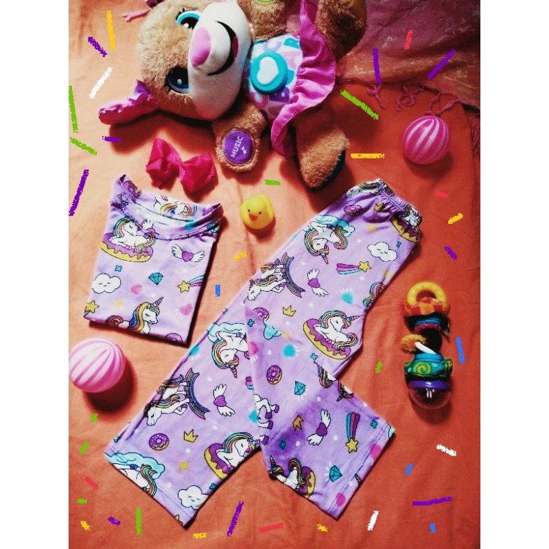 Unicorn Pajama Terno For Kids  Pambahay  Girl' Sleepwear (1- 10 Y.old 