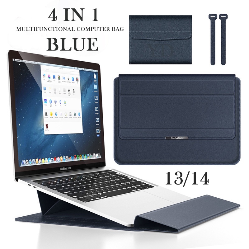 4 in 1 Folding Laptop Leather Case + For Any Laptop Macbook Laptop iPad ...