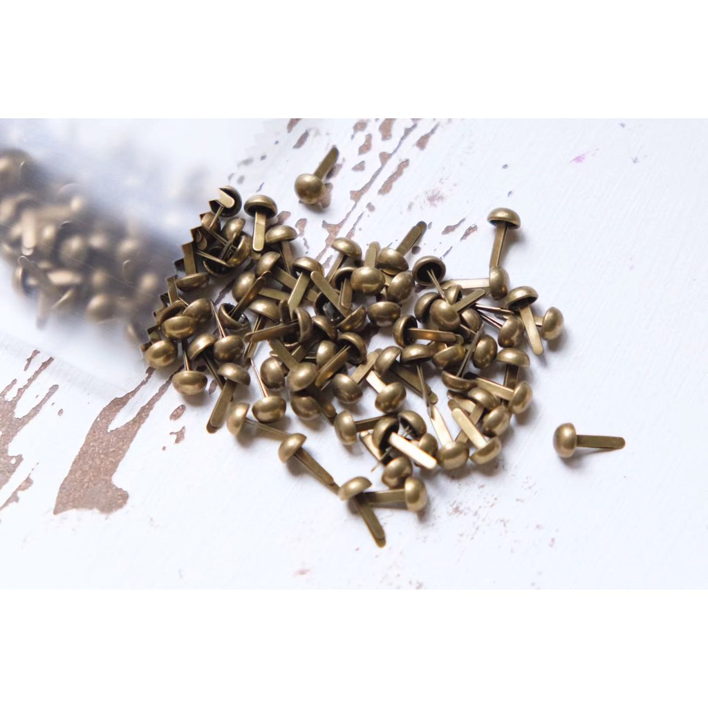 Mini Round Head Metal Brad Paper Fastener Decorative Brads Vintage