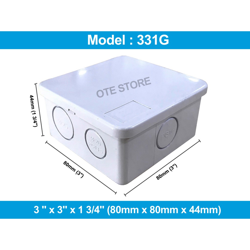 331G 80 X 80 X 44MM 3 X 3 X 1 3 4 INCH IP44 PVC ENCLOSURE JUNCTION