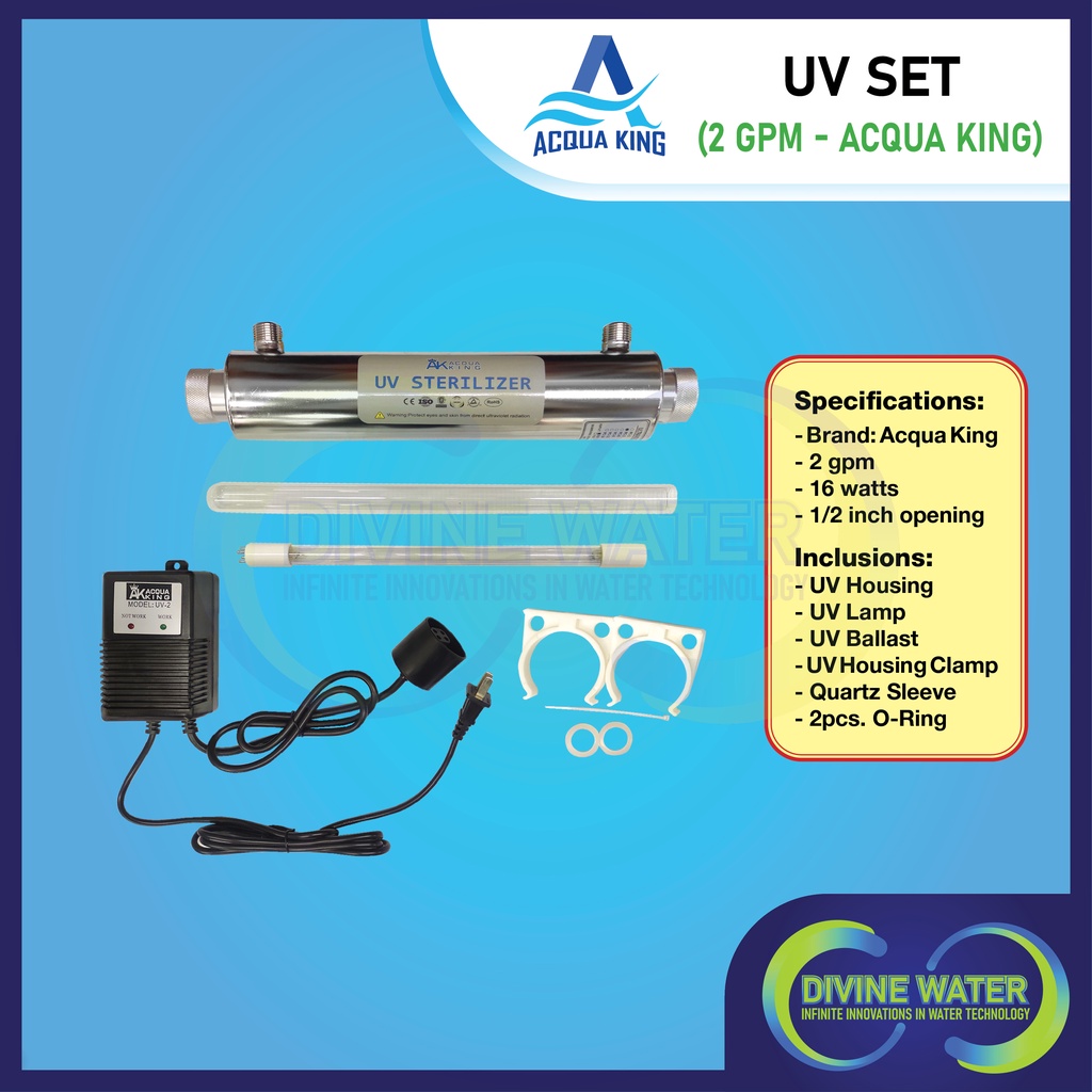 UV Set Water Sterilizer (AcquaKing) 2 GPM - Home Drinking and Small ...