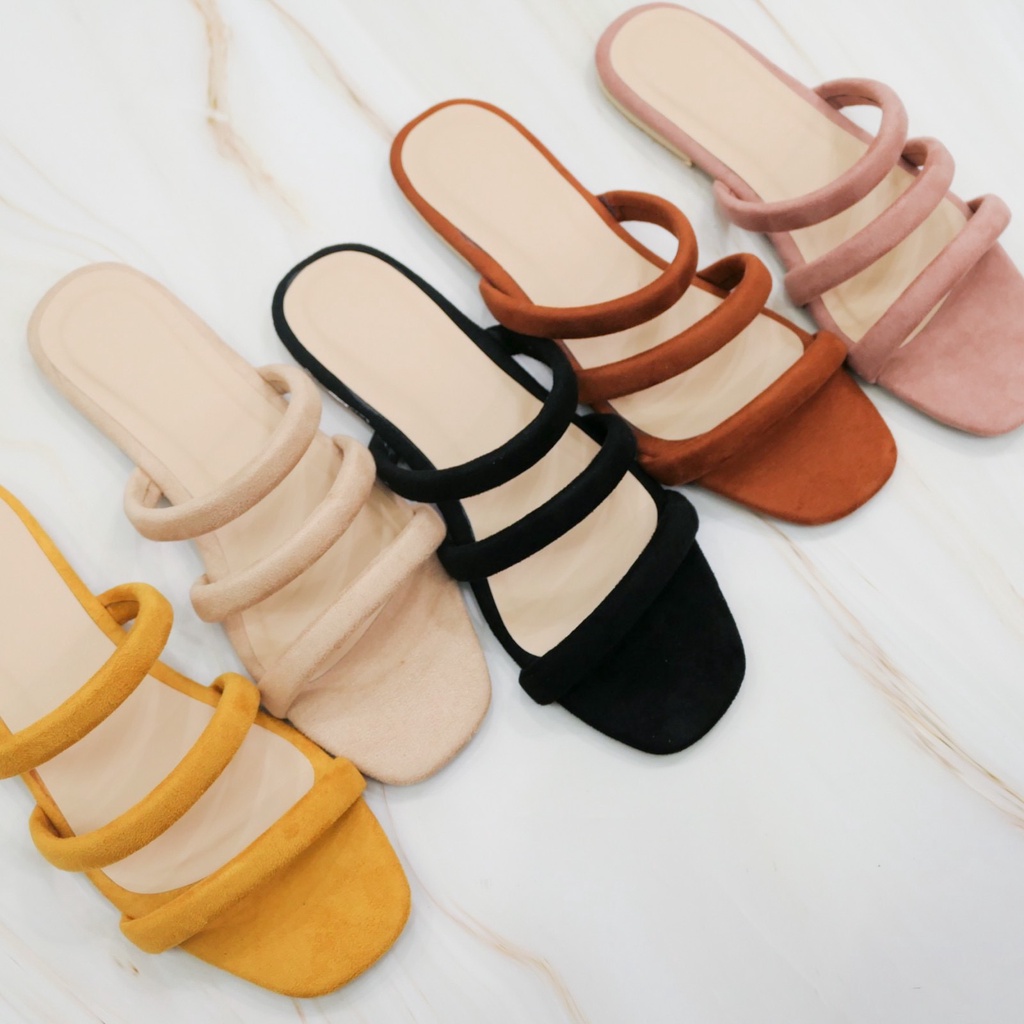 Kimi Love Comfy Tube Strap Cushion Flat Sandals Casual Slippers Korean  Footwear | Shopee Philippines