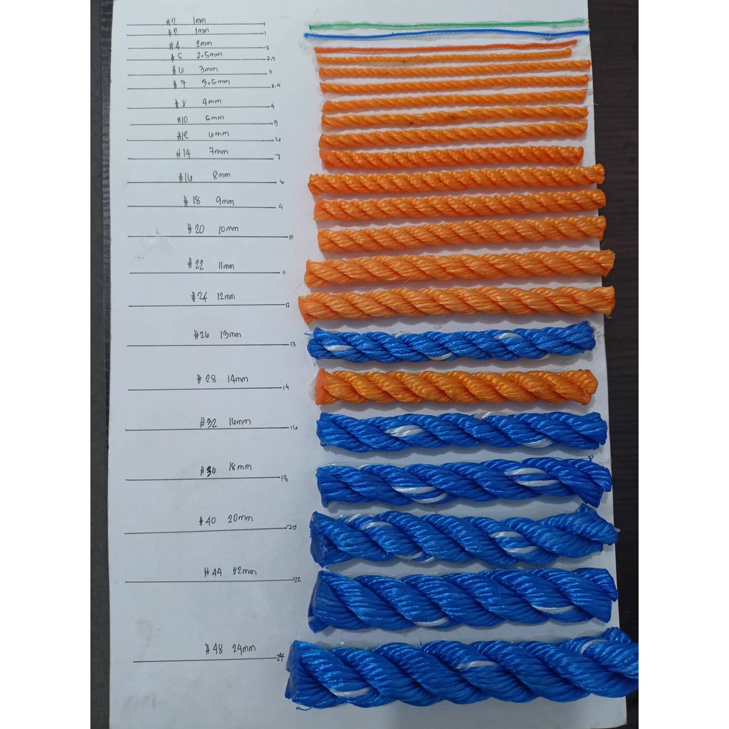 Nylon rope sizes discount
