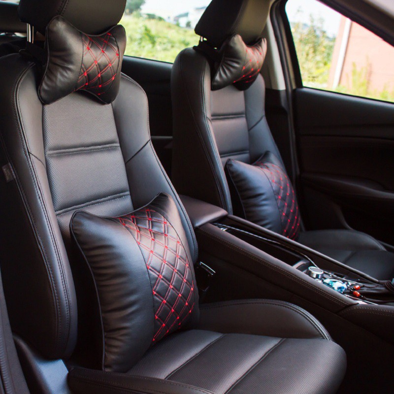 High Quality Car Leather Pillow For Neck Head Rest Cushion/Lumbar Back Support Pillow Shopee
