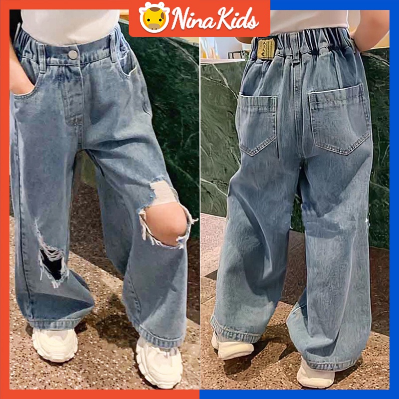 16 Years jeans for kids girl fashion Summer New Korean Style ripped