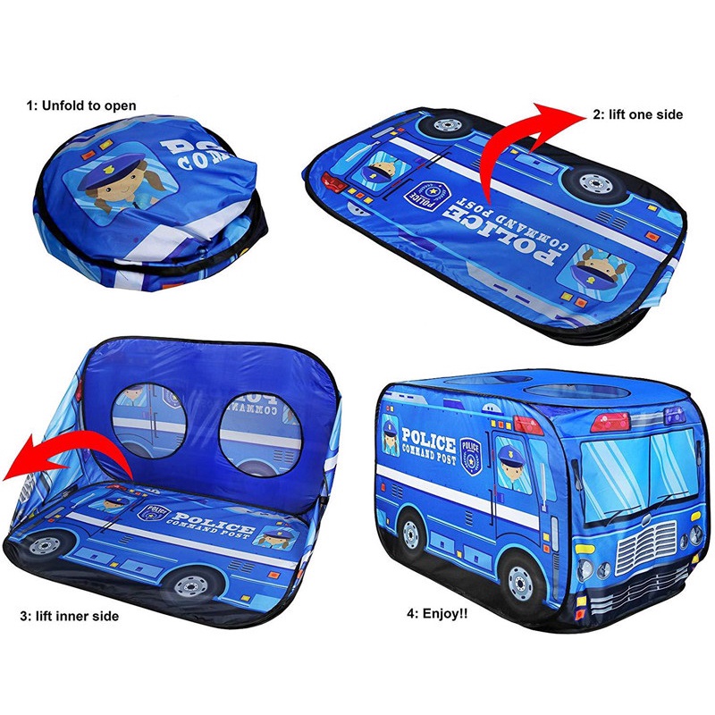 AGame House Play Tent Fire Truck Police Bus Foldable Pop Up Toy