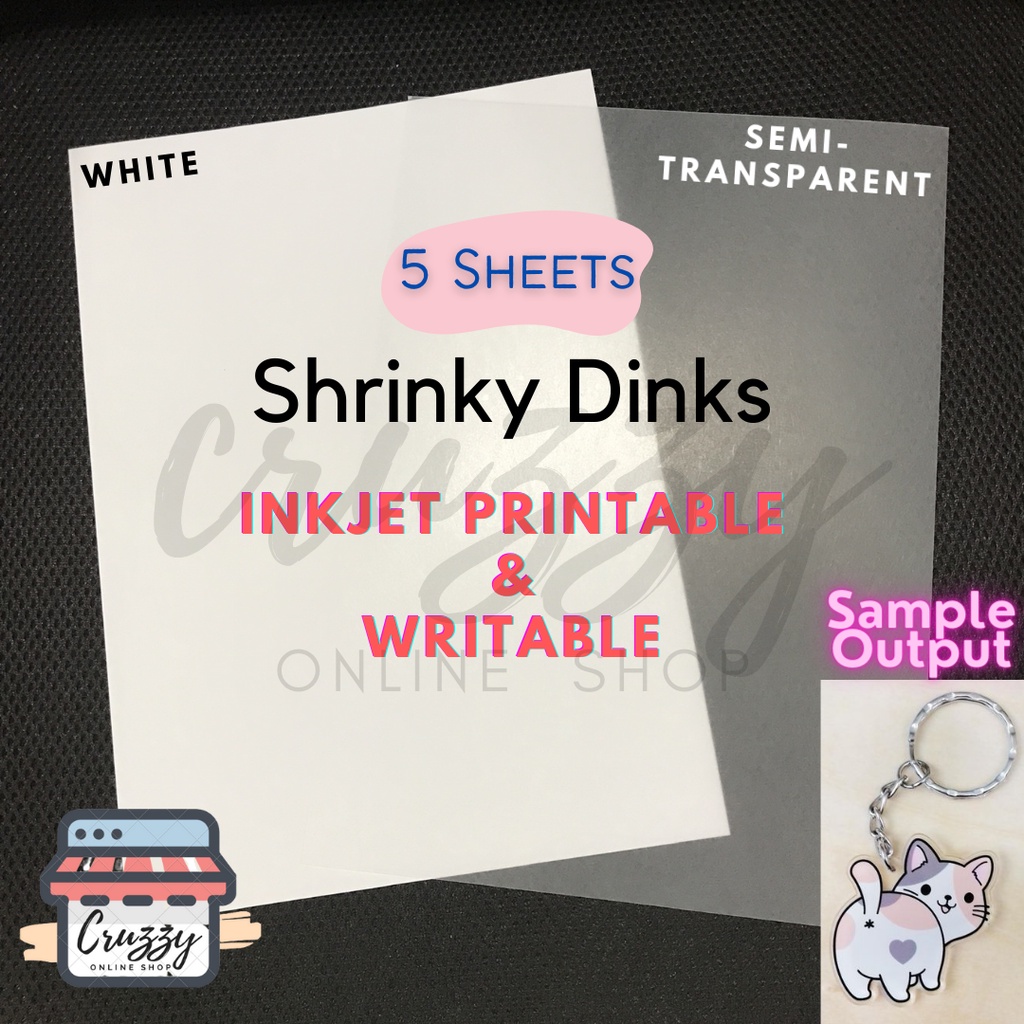 (5 pcs) A4 Heat Shrinky Dinks / Shrink Plastic DIY Artworks 5 SHEETS