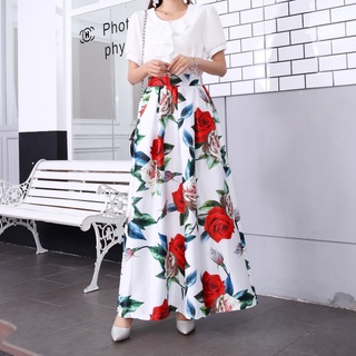 2021 New Elegant Floral Skirt Vintage Beach Bohemian Maxi Skirts Womens  Casual Long Skirt Ankle-Len | Shopee Philippines
