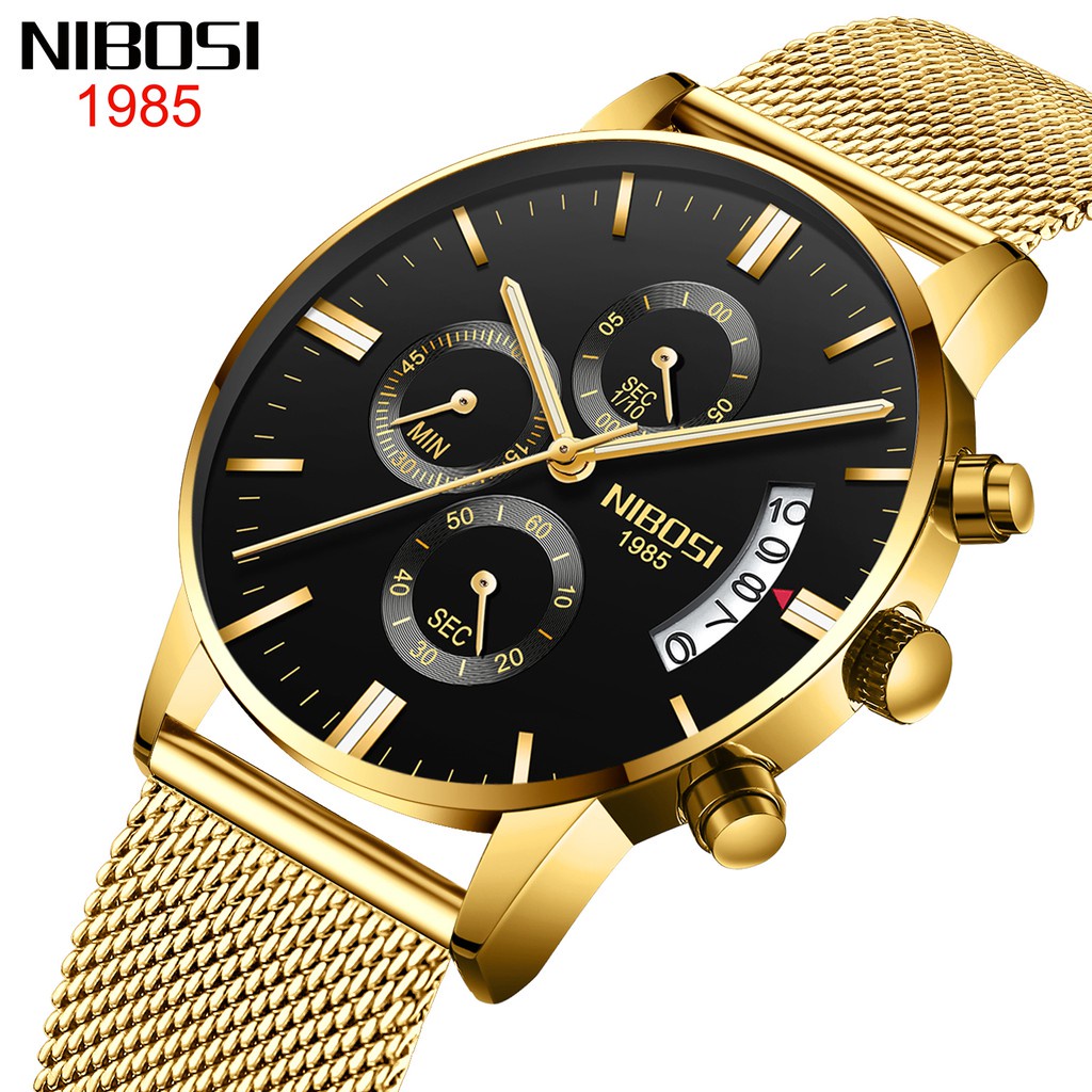 【100 Original】 NIBOSI Men's Watches Luxury Chronograph Calendar