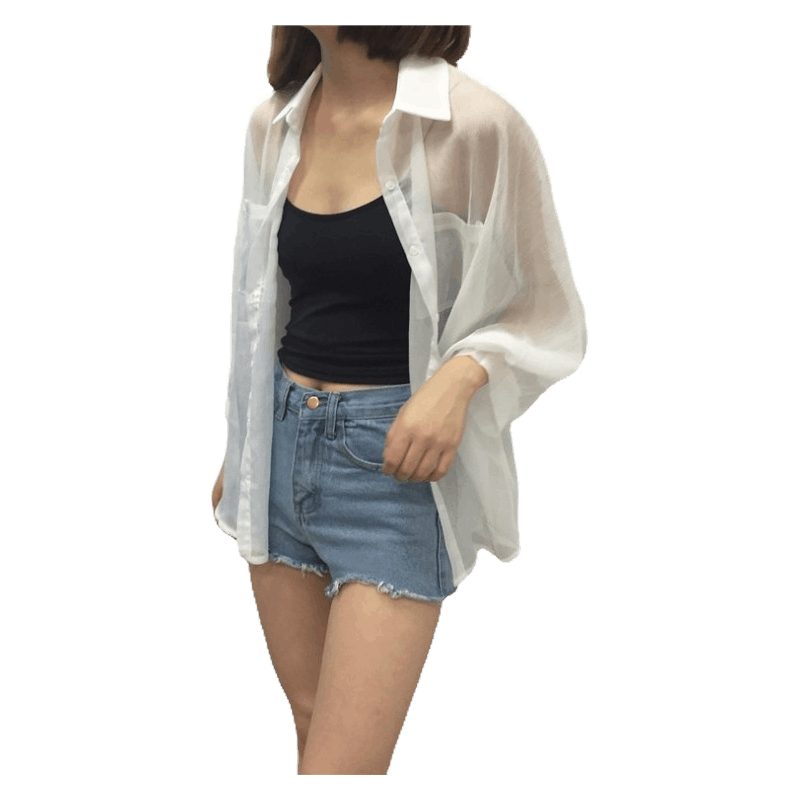 rising star Korean Oversize Plain Color Shirt Women's Casual Loose Long Sleeve Sun Proof Top