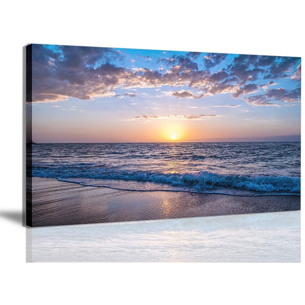 Beach Canvas Ocean Sea Waves Landscape Painting Canvas Large Wall Art ...