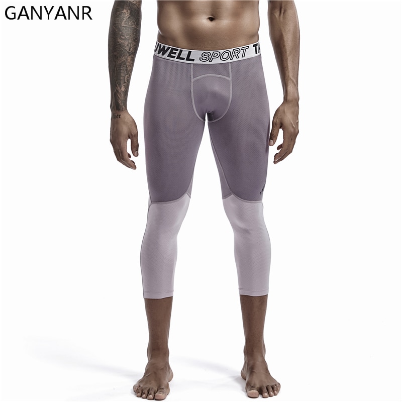 GANYANR Men Compression Pants Leggings Fitness Running Tights Gym