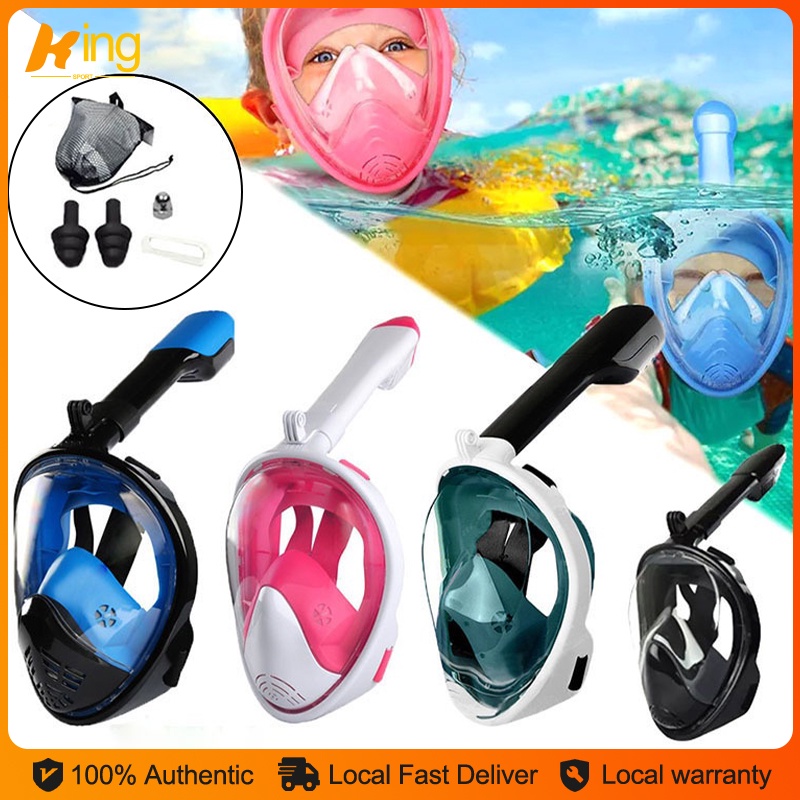 Full Face Snorkeling Mask Anti Leak Easy Breathing Diving Mask Snorkel ...