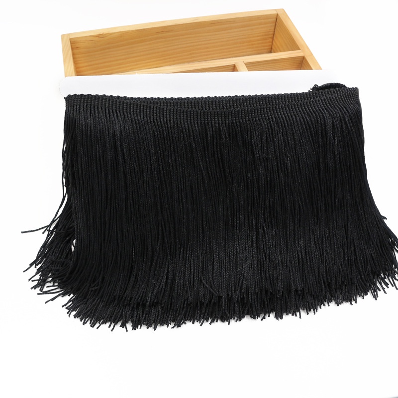 27.34 Yards/25cm Black Polyester Fringe Tassel Lace Trim 5/8 Inch Cotton Braided Ribbons With Paper Card Fringe Fibre Trim For Clothes Sewing Furniture Decor DIY Tassel Jewelry Making