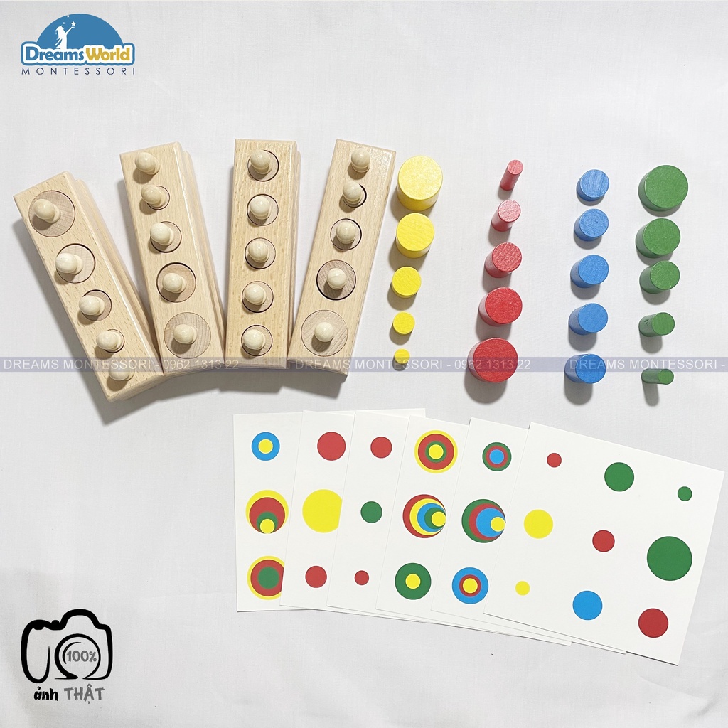 Mini Knobless Pillar And Card For Montessori Teaching Tool No Knob ...