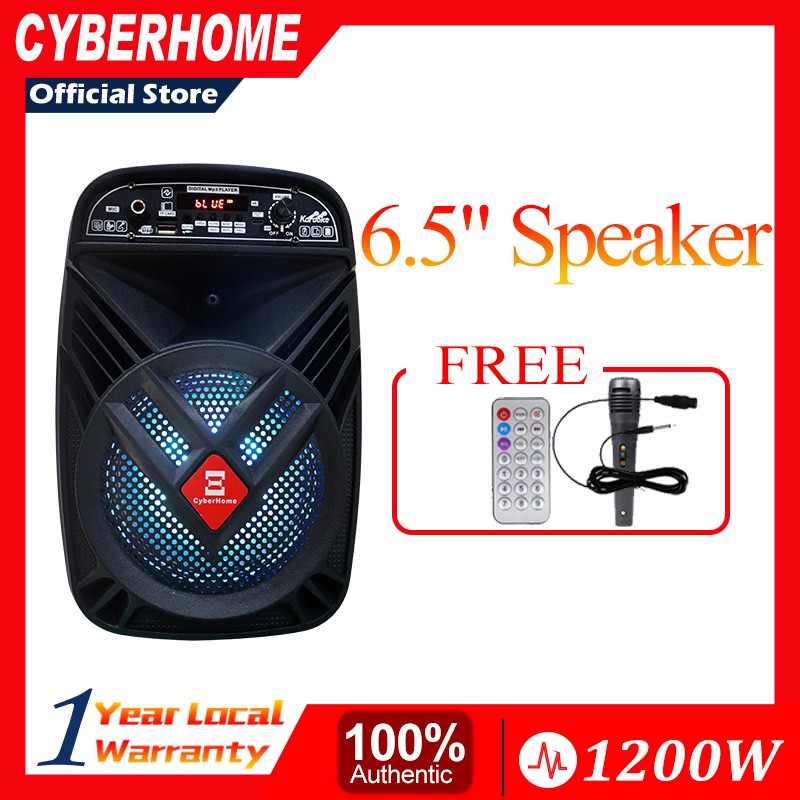 Cyberhome 6.5 Inch Led Portable Bluetooth Speaker With Free Mic And