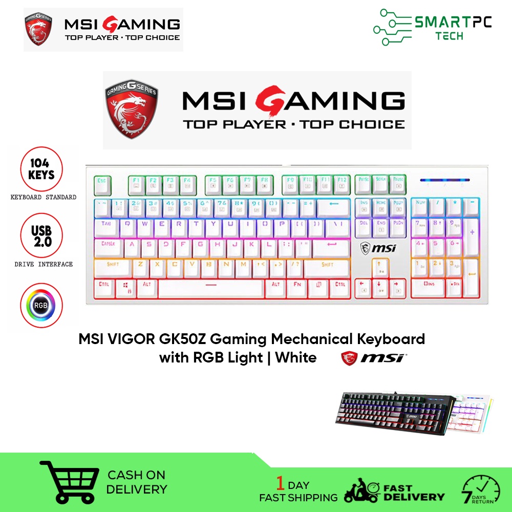 MSI VIGOR GK50Z KEYBOARD MECHANICAL GAMING KEYBOARD 104 KEY KEYBOARD (White) Mechanical Keyboard