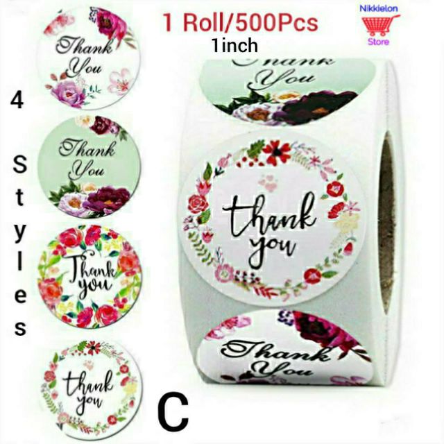 Set 5 Thank You Sticker Label Assorted Styles 1roll 500pcs inch ...