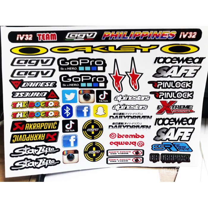 HELMET VISOR STICKER SET (AGV PH) HIGH QUALITY LAMINATED VINYL