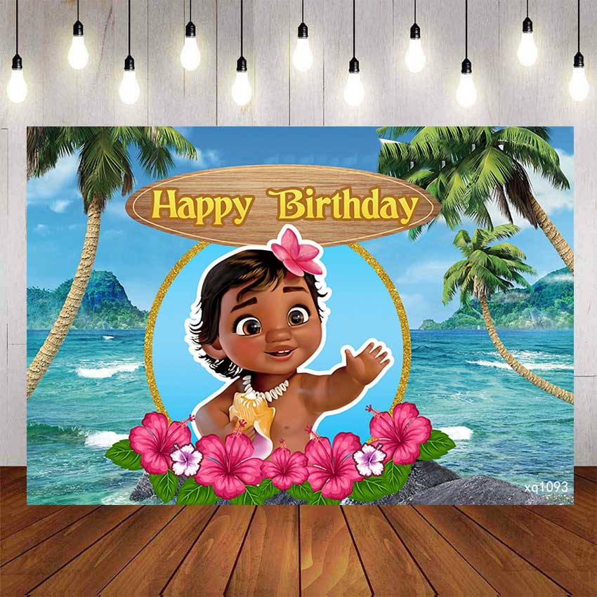 Little Baby Moana Princess Backdrop For Photography Baby Shower Kids ...