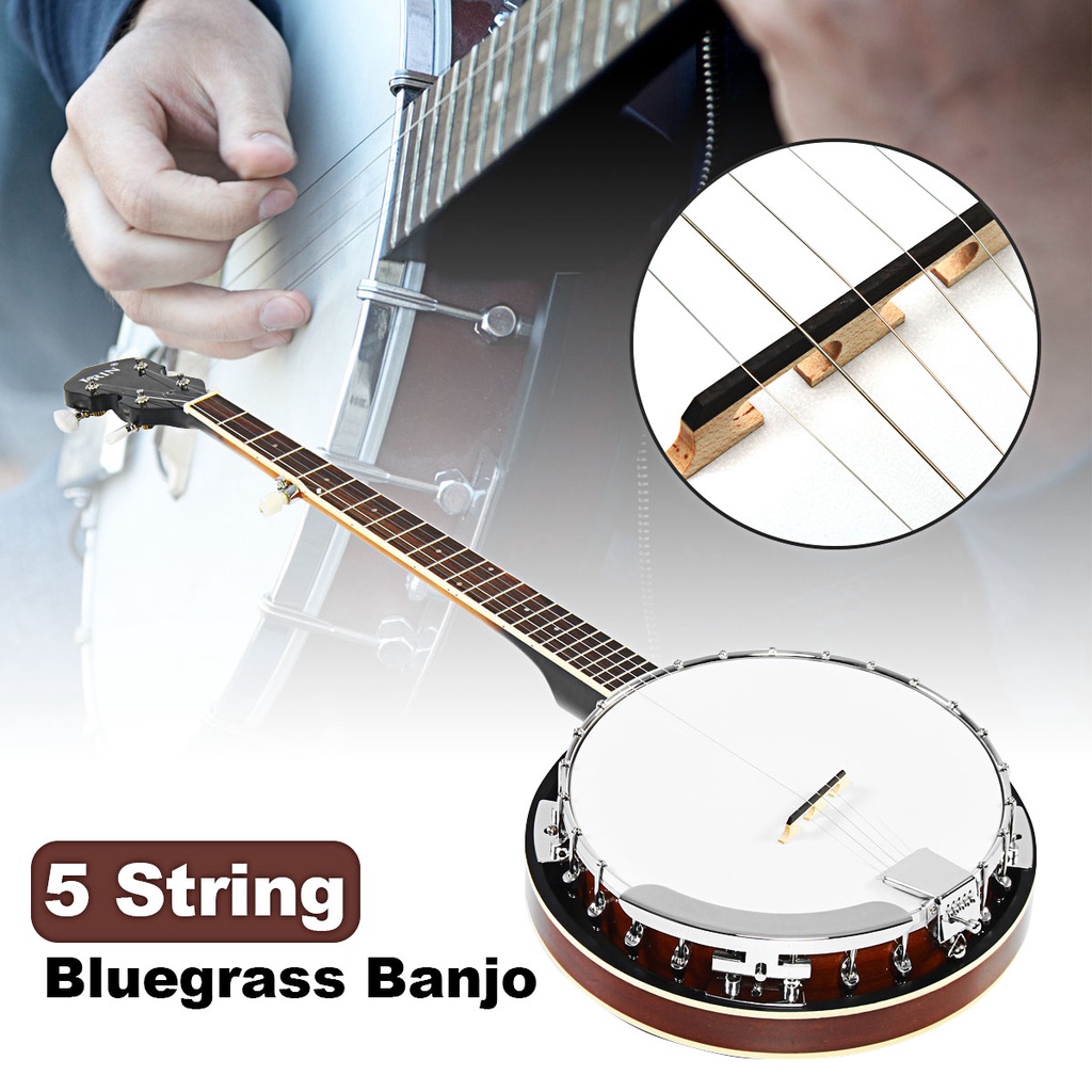 5 Strings Banjo Guitar Mahogany Wood Western Traditional