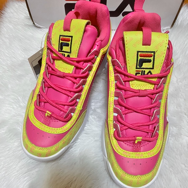 Pink and green clearance filas