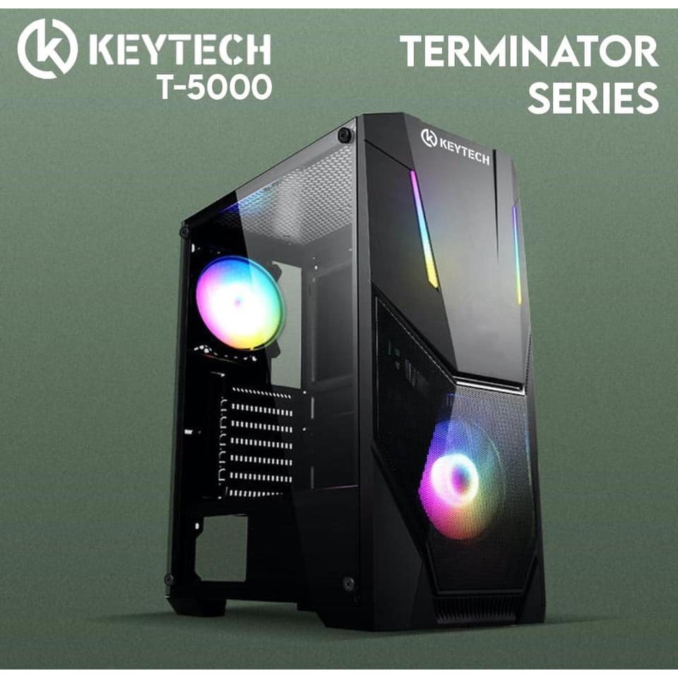 KEYTECH T5000 Terminator Series Gaming Tempered Glass Case | Shopee ...
