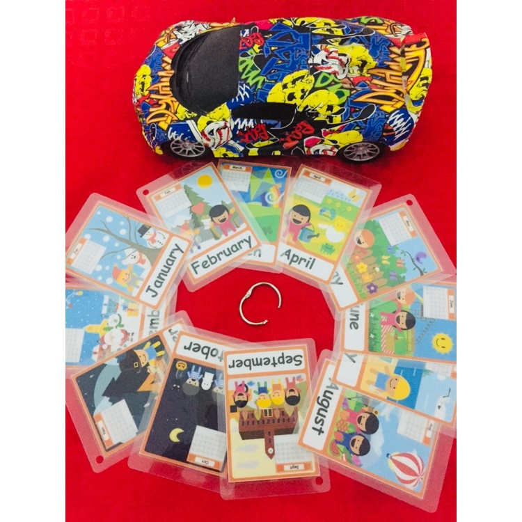 Laminated Flashcards for Kids Months of the Year Flashcards with ring
