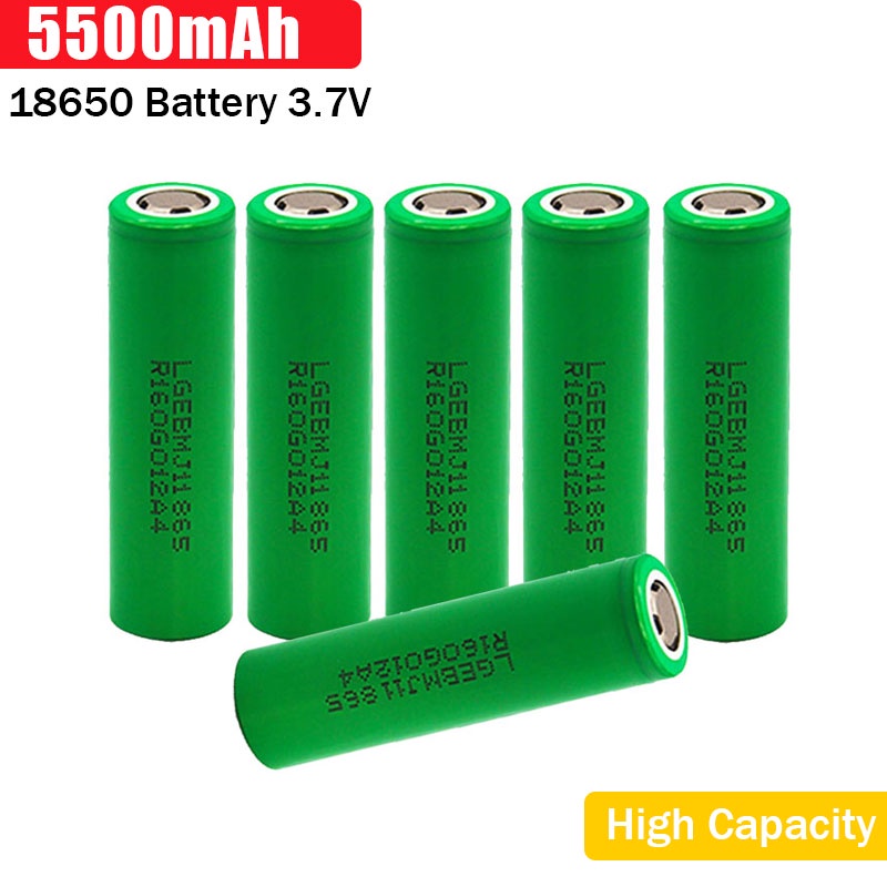 3.7V Li-ion 18650 5500mAH Battery 18650 High Current Lithium ...