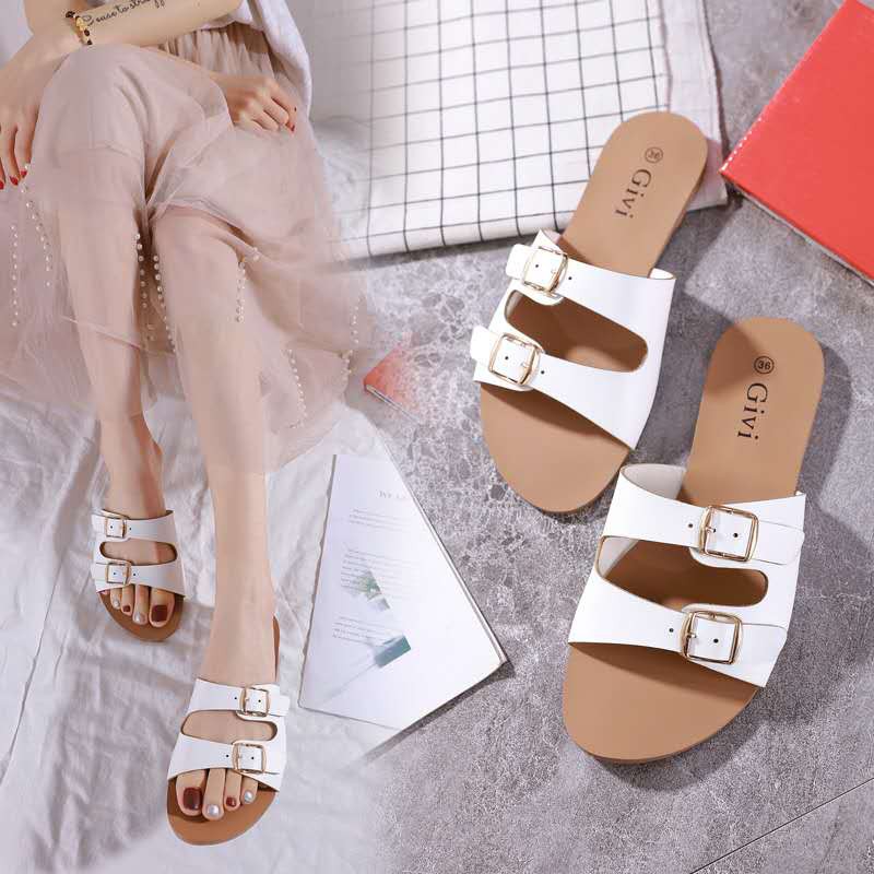 Korean Women Sandals Fashion Flat Slippers H86221 | Shopee Philippines