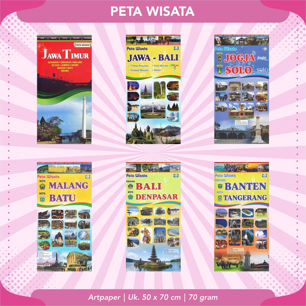 East Java Bali Tourism Map Denpasar Jogja Solo Malang Batu Banten ...