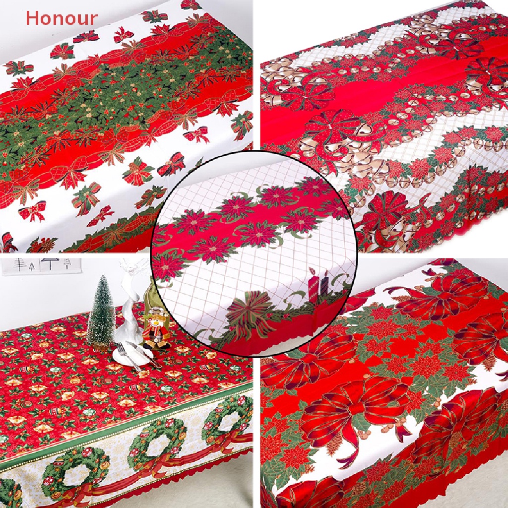 [Honour] Christmas Tablecloth Cotton Dust-proof Table Cover Xmas Table ...