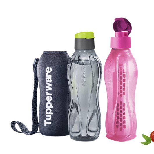 Tupperware ECO Bottle 750 ml (2)+ Fruit Infuser + Pouch | Shopee ...